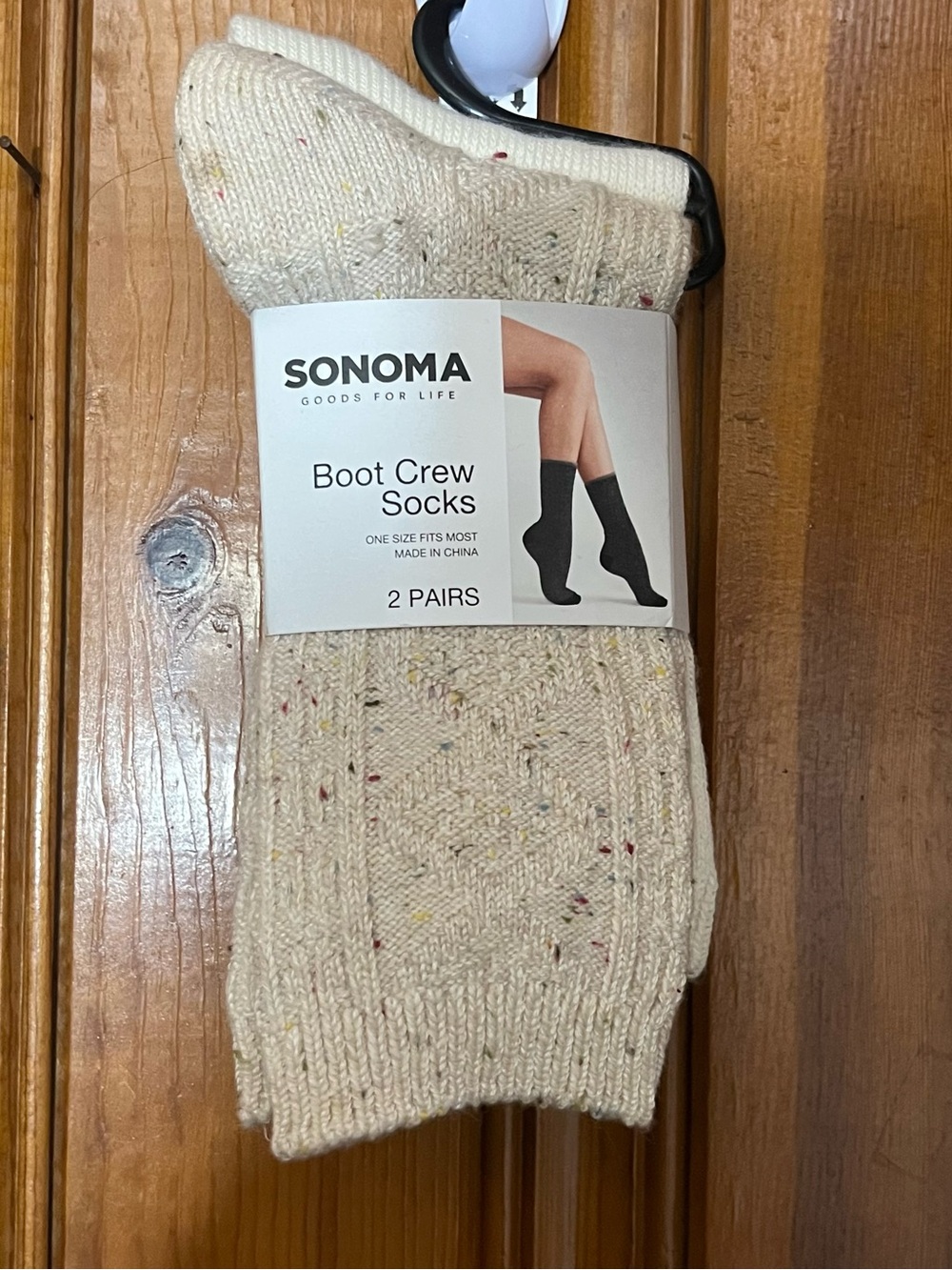 SONOMA Boot Crew Socks - Cream Speckled (2 Pairs)